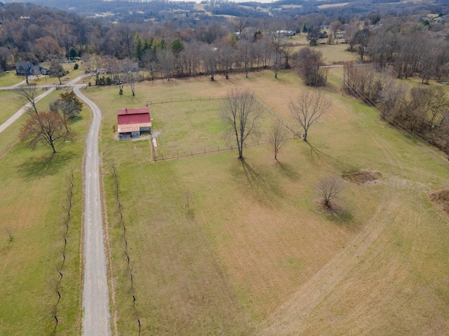 drone / aerial view featuring a rural view