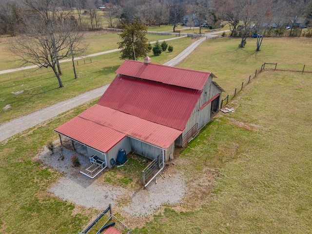 bird's eye view with a rural view