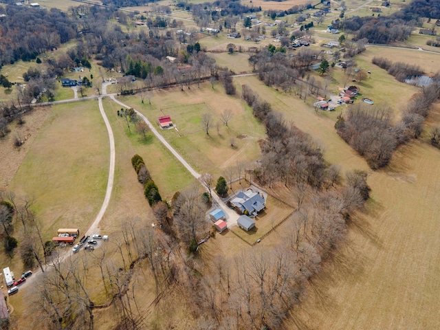 drone / aerial view with a rural view