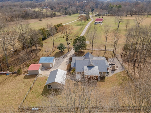 bird's eye view with a rural view