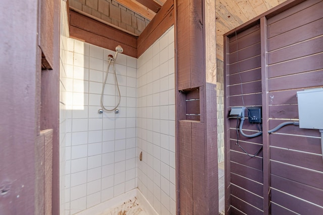 bathroom with a shower stall