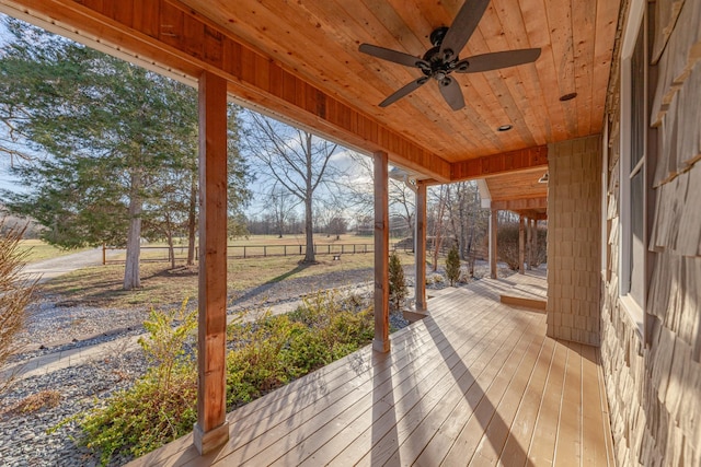 deck featuring ceiling fan