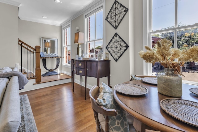 2112 Acklen Ave Unit 201, Nashville, TN 37212 - interior space with recessed lighting, wood finished floors, baseboards, stairs, and ornamental molding