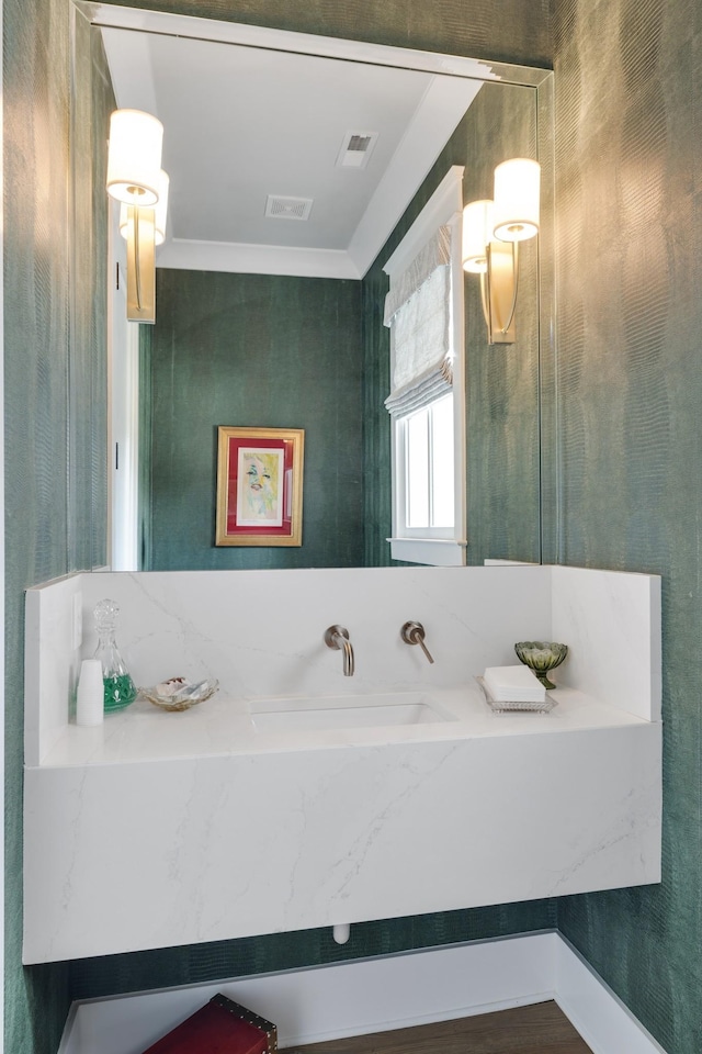 bathroom featuring visible vents and a sink