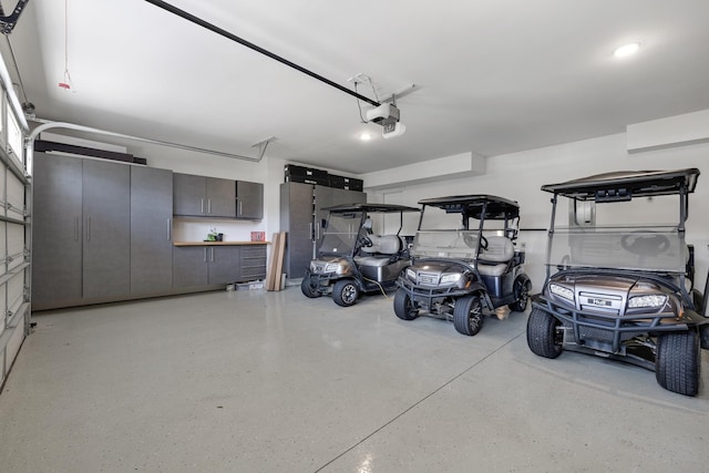 garage with a garage door opener