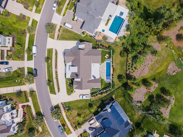 drone / aerial view with a residential view