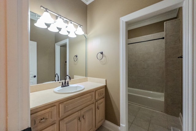 full bathroom featuring vanity and tile patterned floors