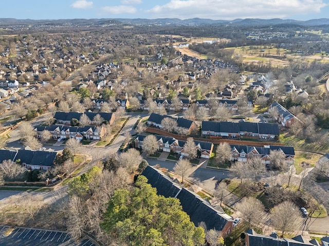 aerial view featuring a residential view and a mountain view