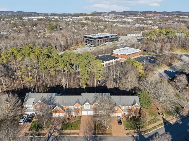 birds eye view of property featuring a mountain view