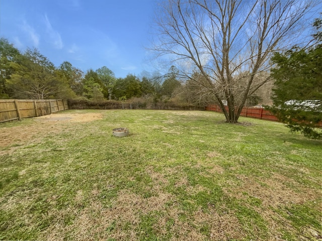 view of yard with a fenced backyard