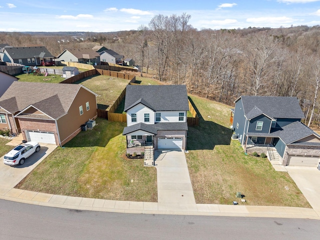 aerial view with a residential view