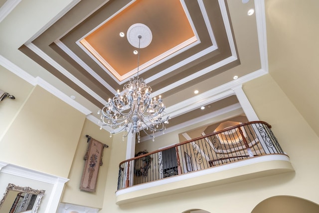 1465 New Columbia Hwy, Lewisburg, TN 37091 - interior details featuring an inviting chandelier, crown molding, and a tray ceiling