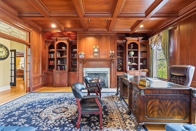 1465 New Columbia Hwy, Lewisburg, TN 37091 - home office with wooden walls, wooden ceiling, and a fireplace