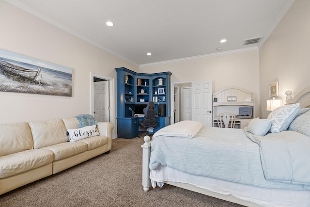 1465 New Columbia Hwy, Lewisburg, TN 37091 - bedroom with crown molding, recessed lighting, carpet, and visible vents