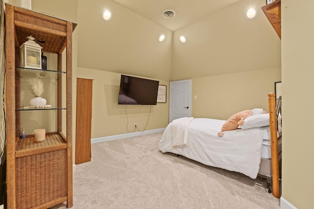 1465 New Columbia Hwy, Lewisburg, TN 37091 - carpeted bedroom featuring lofted ceiling, baseboards, and visible vents
