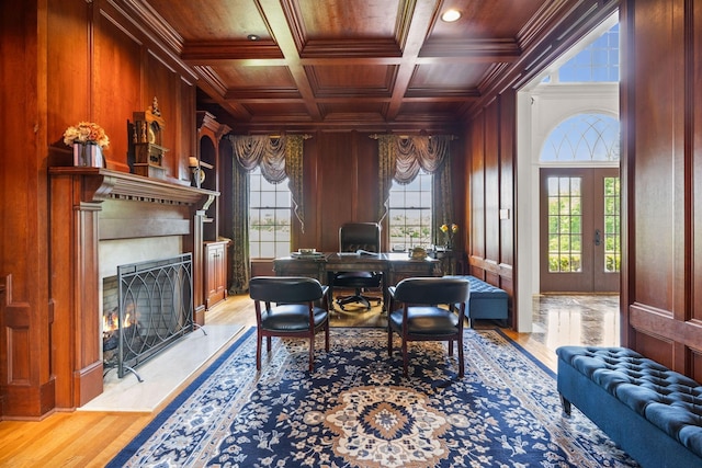 1465 New Columbia Hwy, Lewisburg, TN 37091 - home office with wooden ceiling, a wealth of natural light, coffered ceiling, and wood walls
