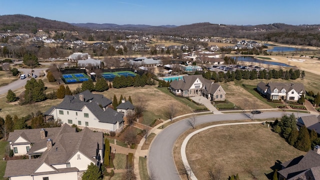 6054 Pelican Way, College Grove, TN 37046 - aerial view of property's location featuring nearby suburban area and a water and mountain view