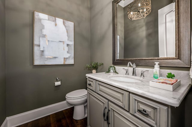 6054 Pelican Way, College Grove, TN 37046 - half bath with vanity, wood finished floors, and a chandelier