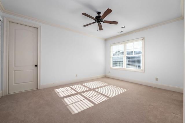 6054 Pelican Way, College Grove, TN 37046 - spare room with carpet, ornamental molding, and ceiling fan