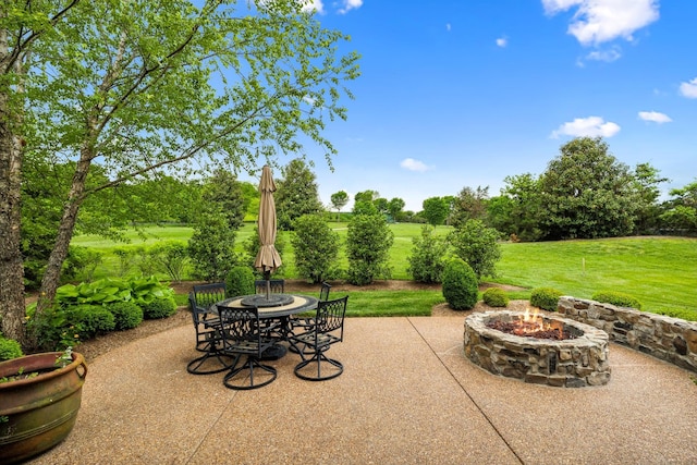 6054 Pelican Way, College Grove, TN 37046 - view of patio featuring a fire pit and outdoor dining space