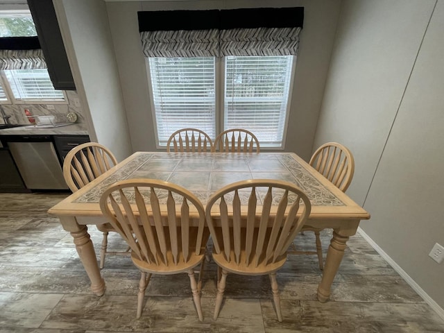 dining space featuring a wealth of natural light and baseboards