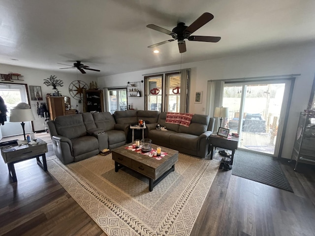 living area featuring wood finished floors