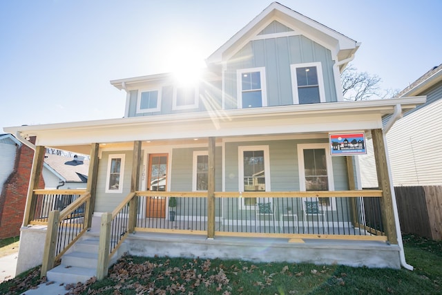 view of front of property with a porch and board and batten siding