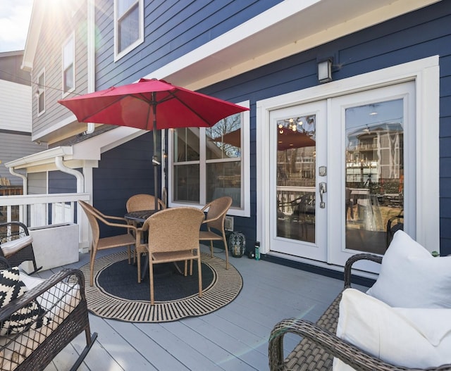 wooden deck with french doors