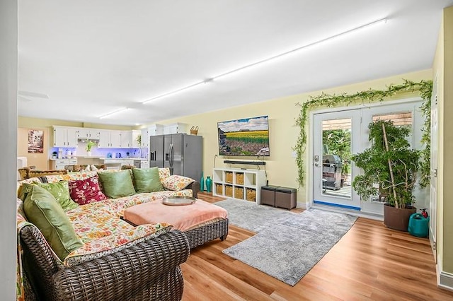 living area with light wood-type flooring