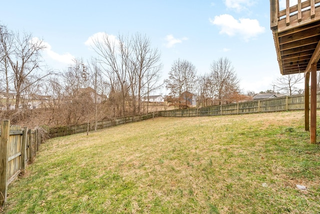 view of yard featuring a fenced backyard