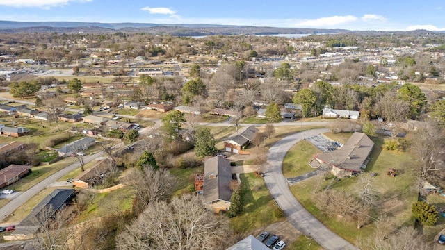 birds eye view of property featuring a residential view and a mountain view