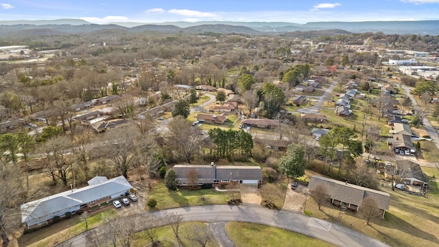 birds eye view of property with a residential view and a mountain view