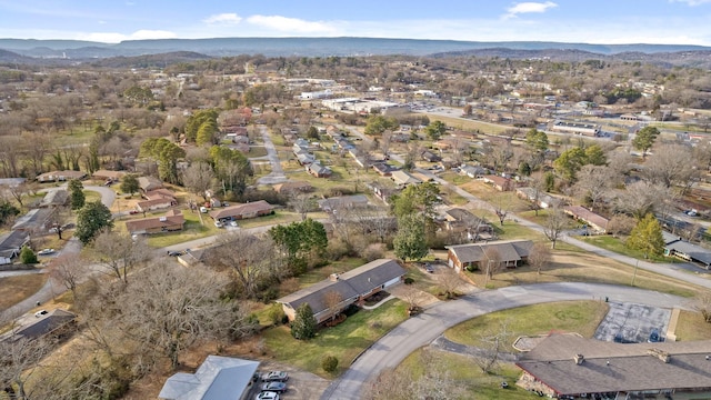 bird's eye view featuring a mountain view and a residential view