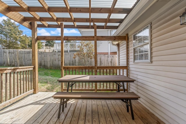 wooden deck featuring fence