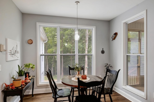 dining room featuring baseboards and wood finished floors