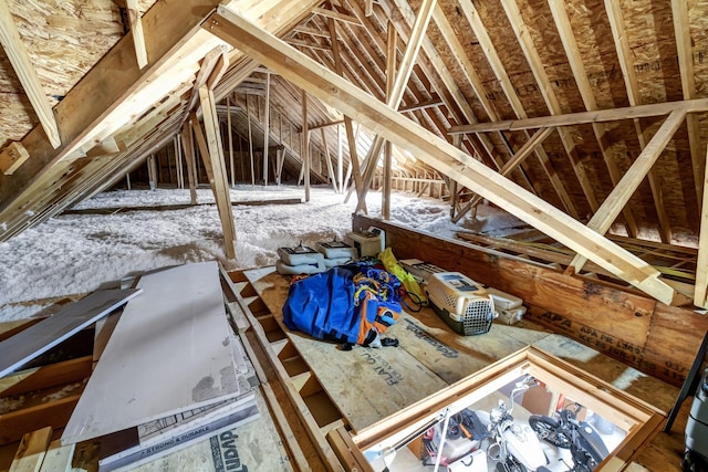 view of unfinished attic