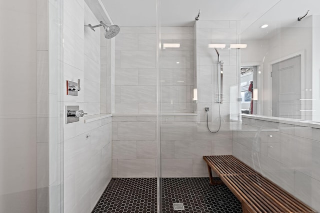 full bathroom with a shower stall