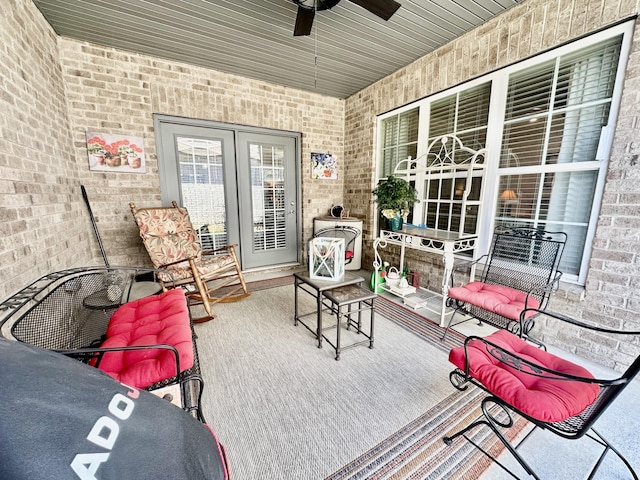 view of patio with a ceiling fan