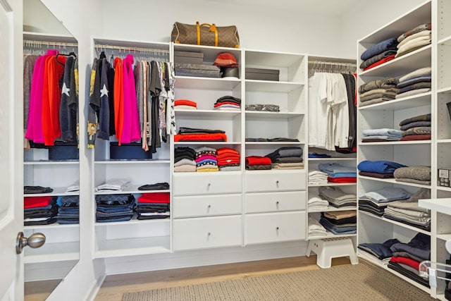 spacious closet featuring light wood-style floors