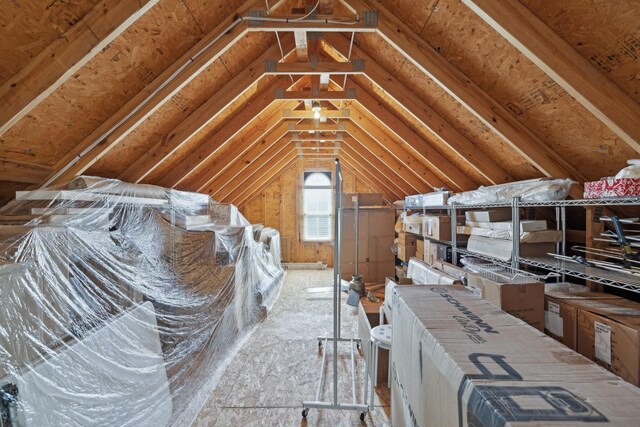 view of unfinished attic