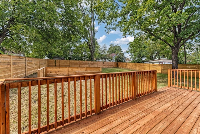 wooden deck featuring a fenced backyard