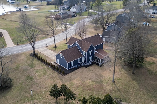 bird's eye view featuring a water view