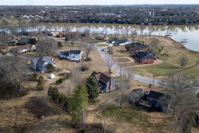 bird's eye view featuring a water view