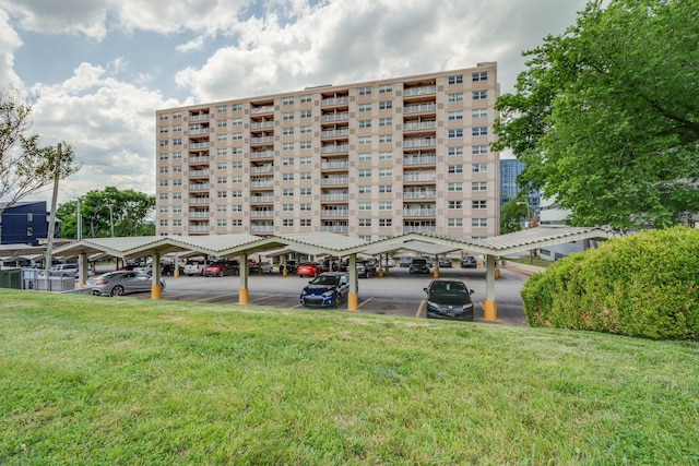 view of property with covered parking