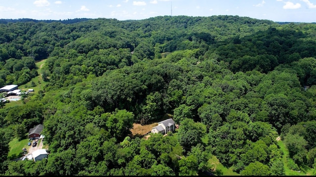 aerial view with a wooded view