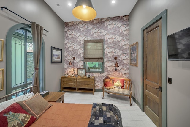 bedroom with visible vents and recessed lighting