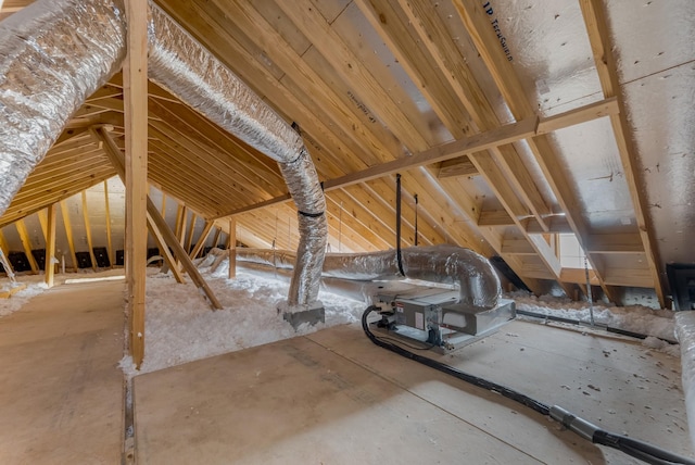 view of unfinished attic