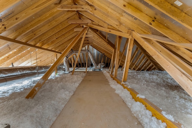 view of unfinished attic