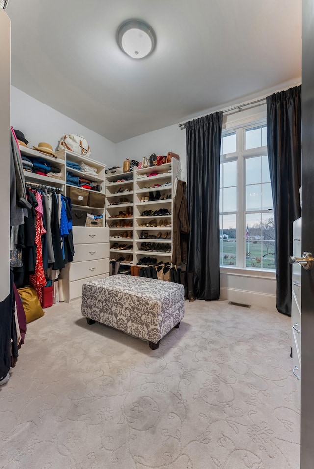 spacious closet with visible vents