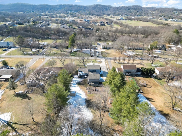 aerial view featuring a water view and a residential view